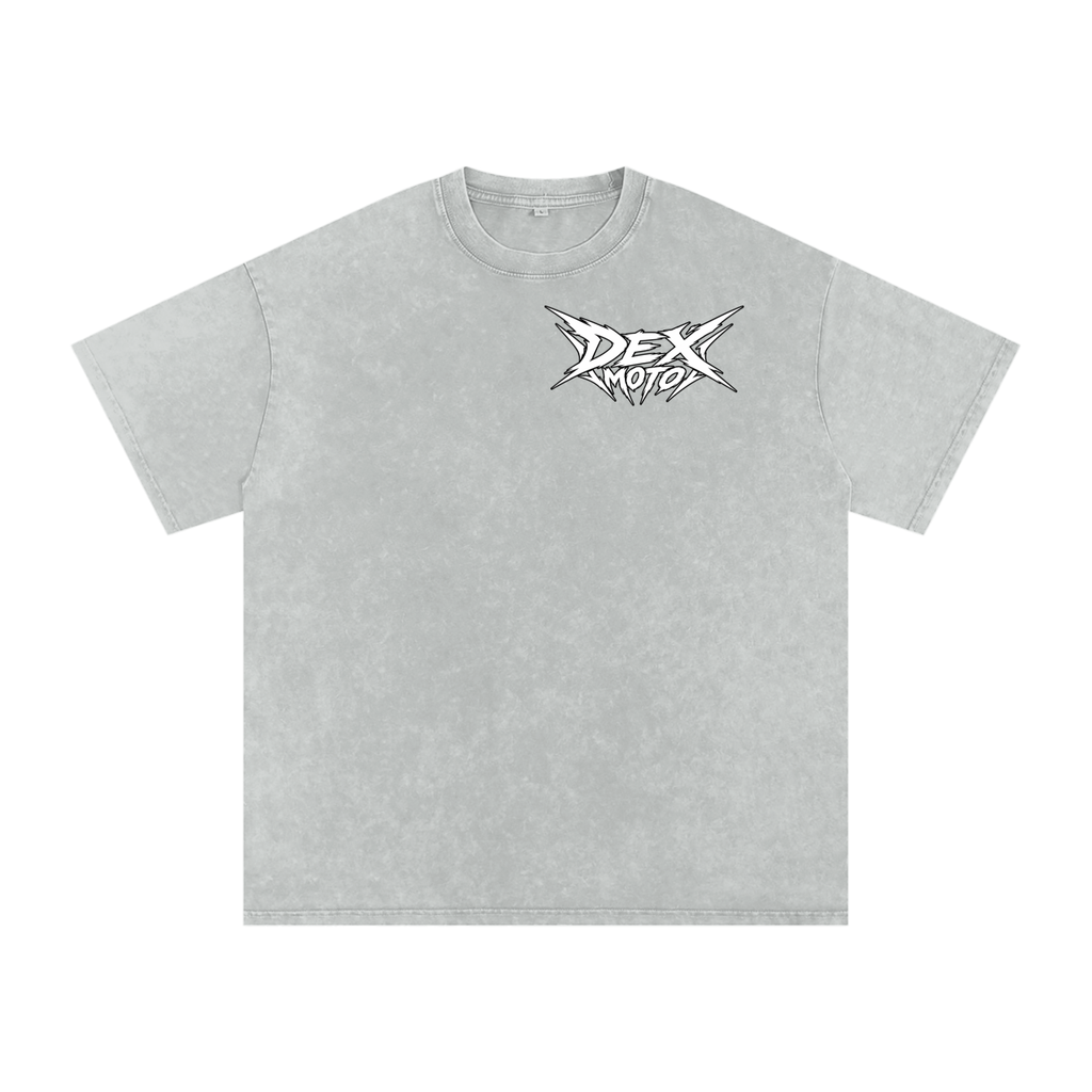 Dex Moto Grey Acid Wash Tee