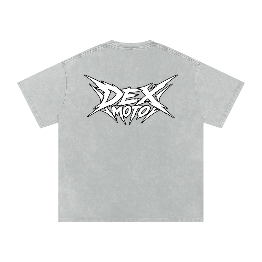 Dex Moto Grey Acid Wash Tee